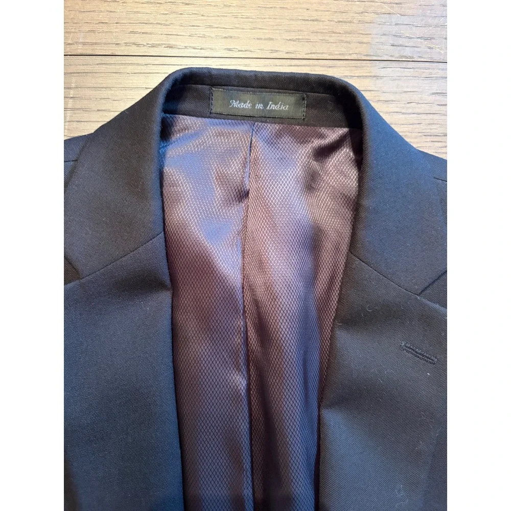 Calvin Klein Mens 100% Wool 2-Button Suit Jacket Blazer Black 40L RN 90736